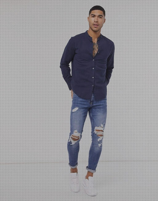 Las mejores marcas de camisas lino hombre camisas camisa de lino azul marino hombre
