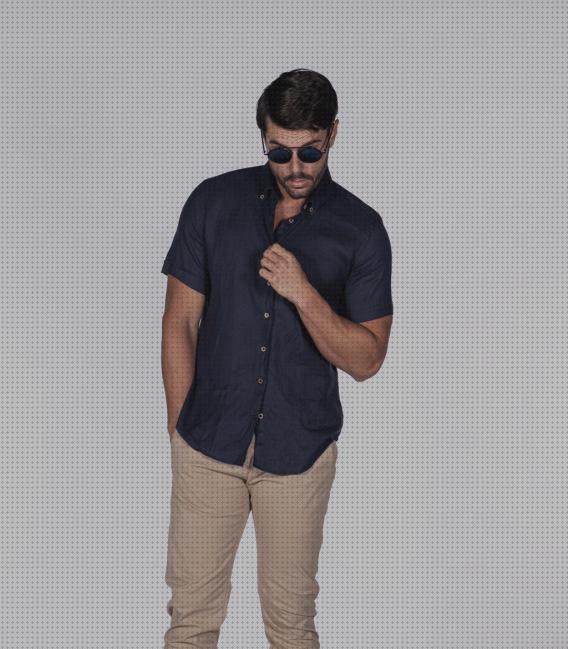 Review de camisa de lino azul marino hombre