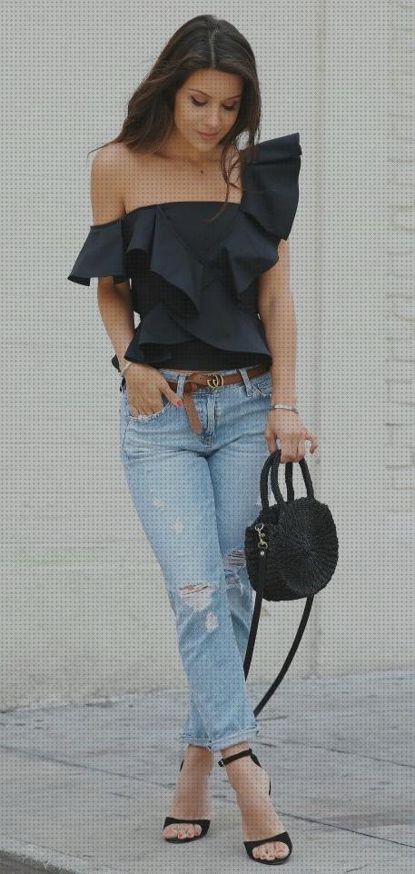 Las mejores hombros camisa negra mujer sin hombros negra