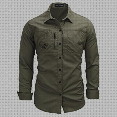 ¿Dónde poder comprar verdes camisas camisa verde caqui algodon hombre?